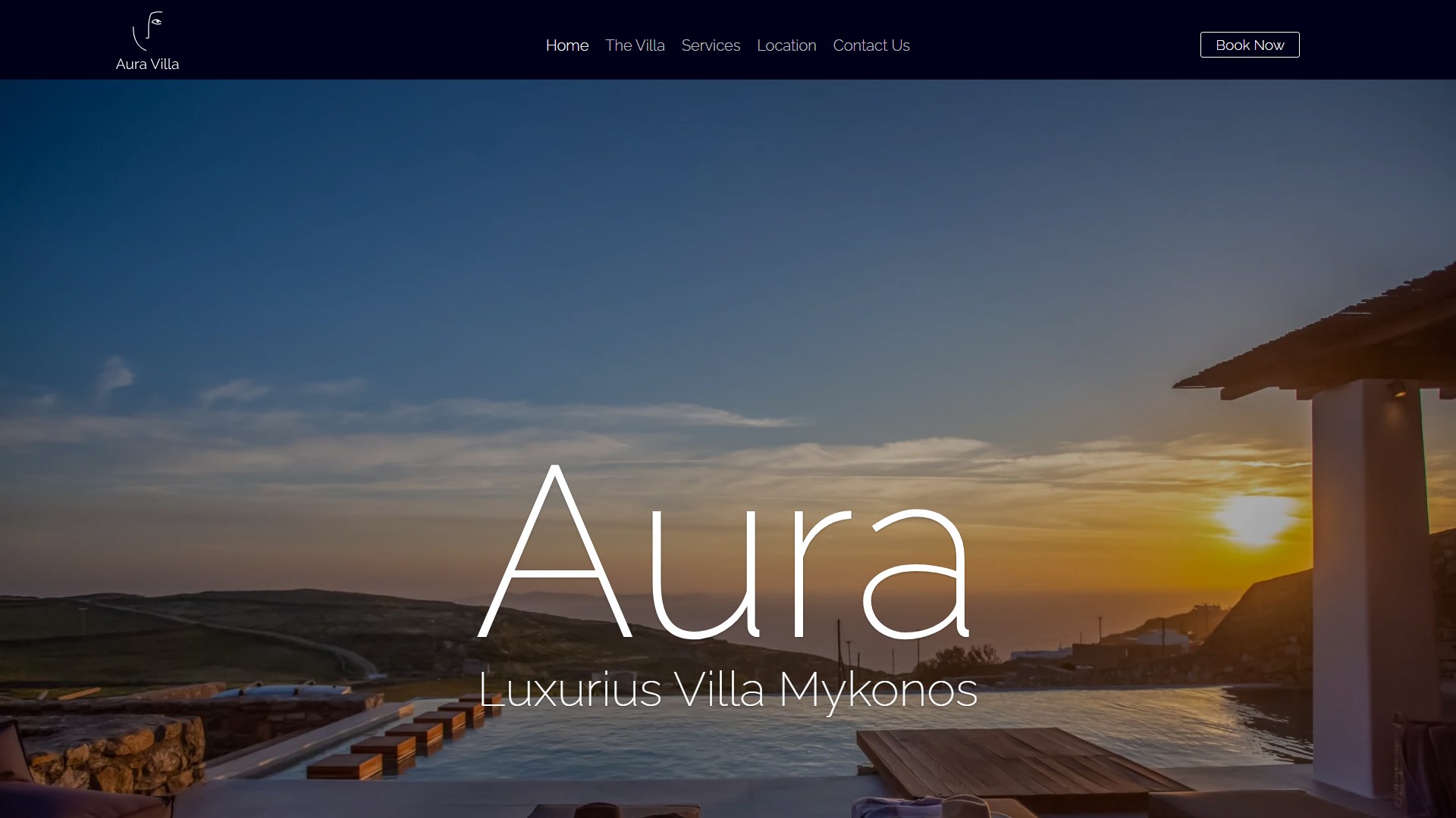 Aura Villa Mykonos — website πολυτελούς βίλας